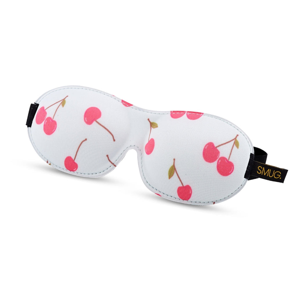 Contoured 3D Blackout Sleep Mask – Blue Cherries Print