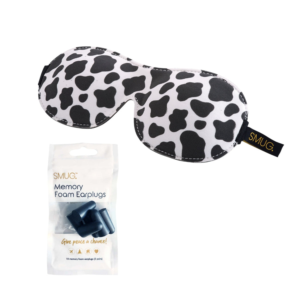 Contoured 3D Blackout Sleep Mask – Cow Print