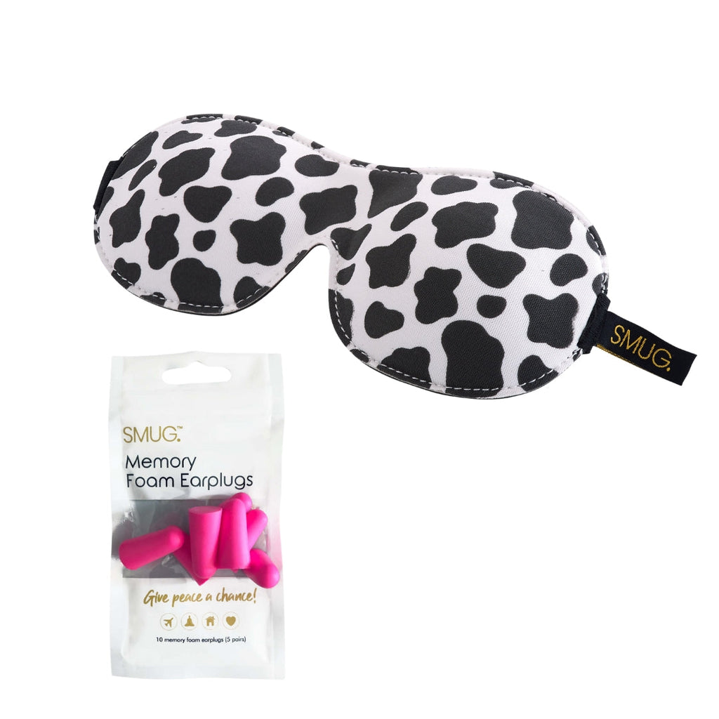 Contoured 3D Blackout Sleep Mask – Cow Print
