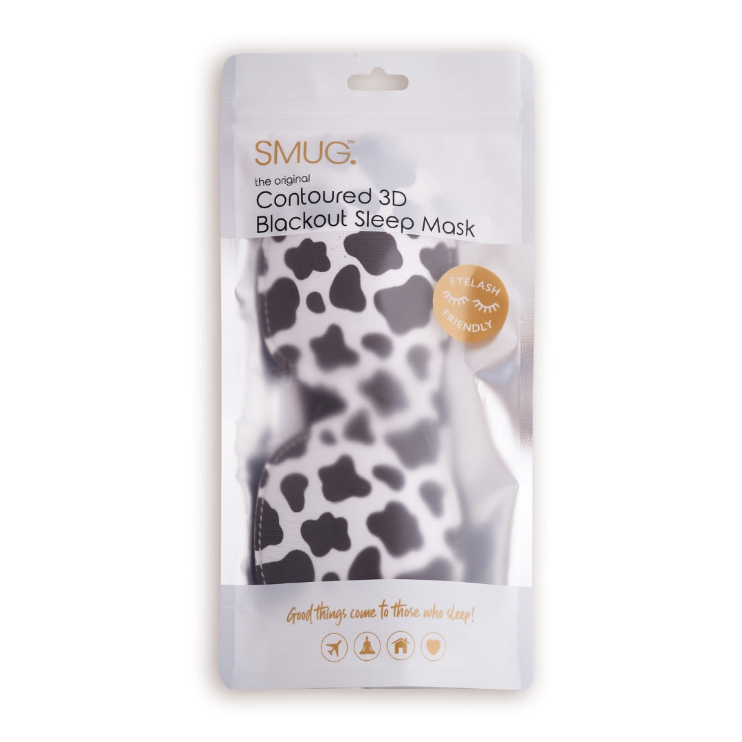 Contoured 3D Blackout Sleep Mask – Cow Print