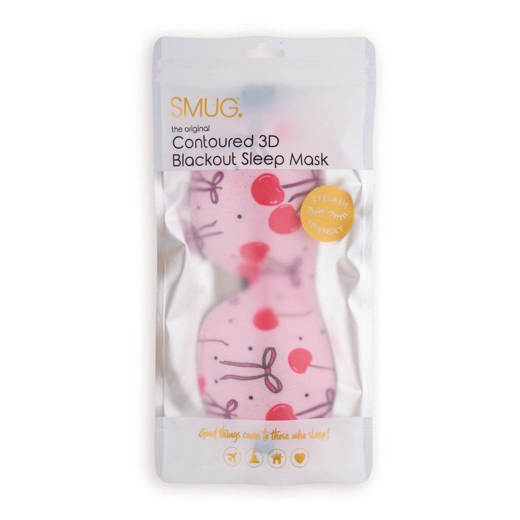 Contoured 3D Blackout Sleep Mask – Pink Cherries Print