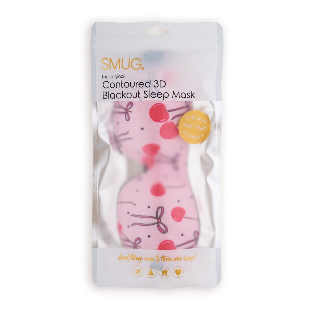 Contoured 3D Blackout Sleep Mask – Pink Cherries Print