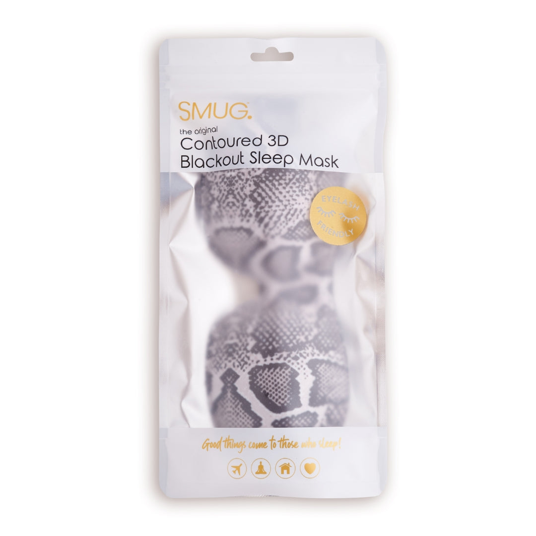 Contoured 3D Blackout Sleep Mask with Snake Print Design
