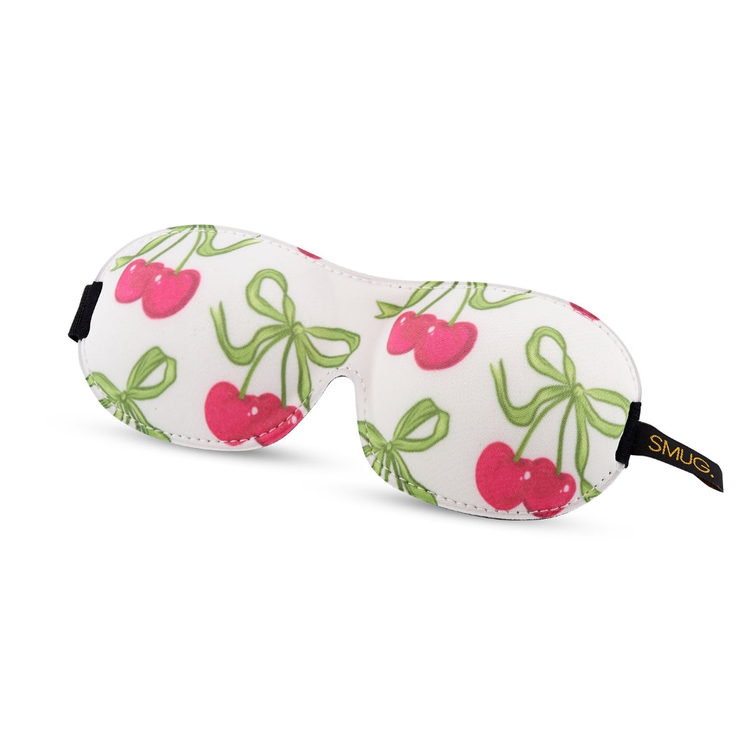 Contoured 3D Blackout Sleep Mask – White Cherries Print