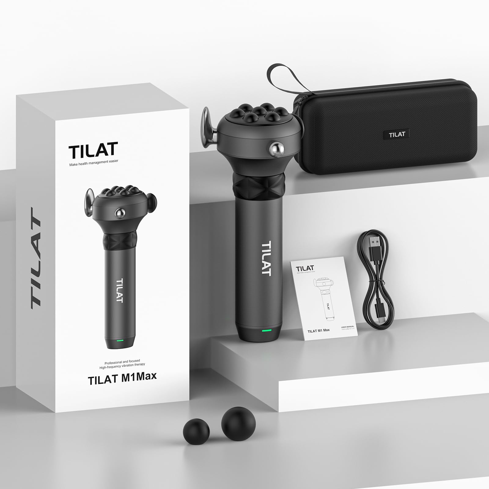 TILAT M1 Max Deep Tissue Massage Gun, 6500 RPM Handheld Vibration Massager