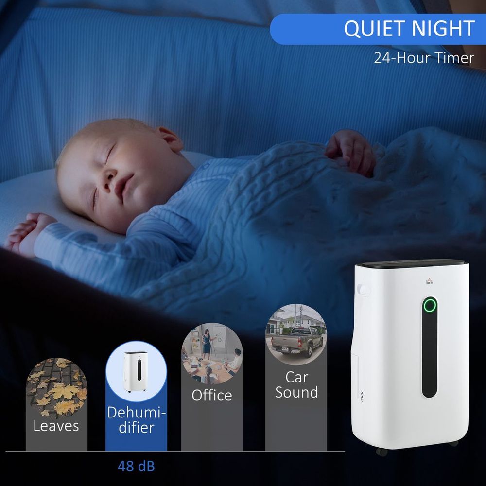 20L Quiet Air Dehumidifier with Purifier & Timer - HOMCOM
