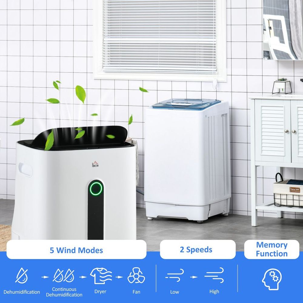 20L Quiet Air Dehumidifier with Purifier & Timer - HOMCOM