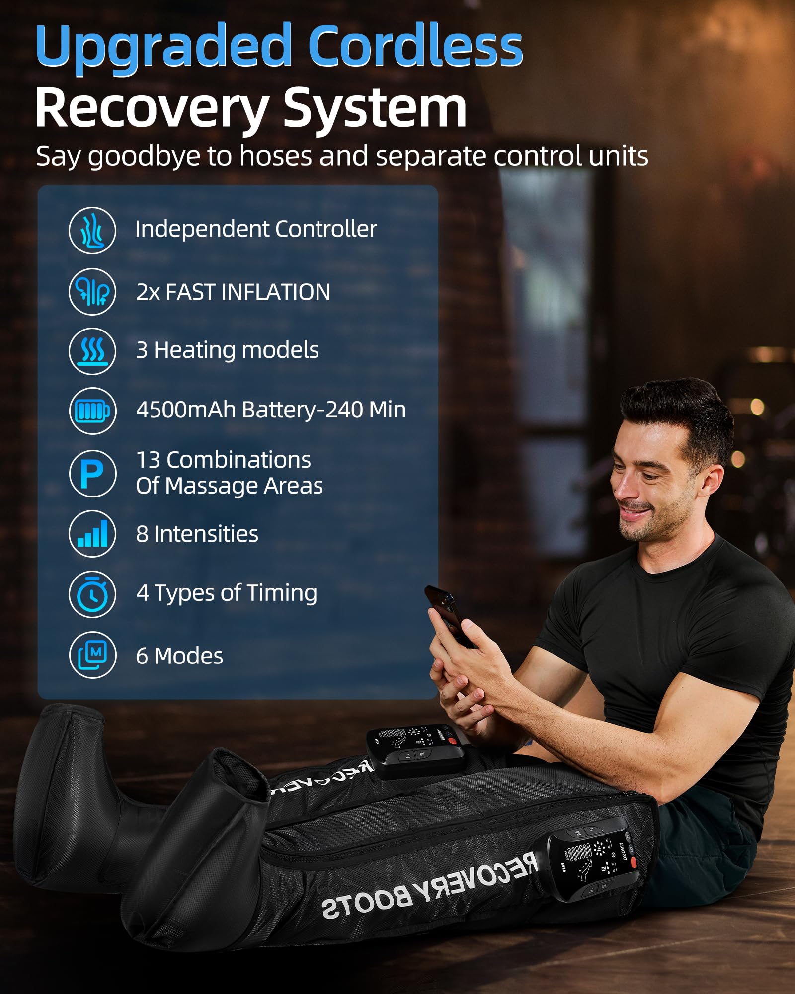 Yinggg Leg Massager with Heat and Full-Leg Compression - Cordless Recovery