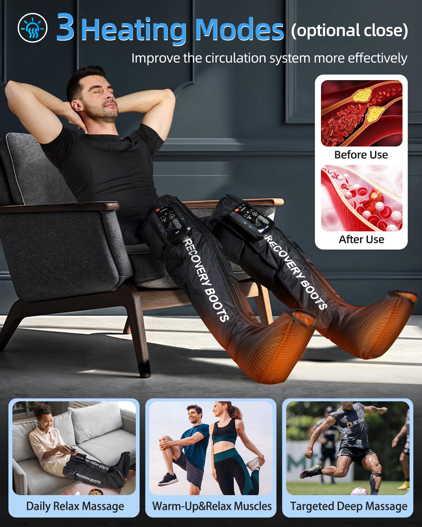 Yinggg Leg Massager with Heat and Full-Leg Compression - Cordless Recovery